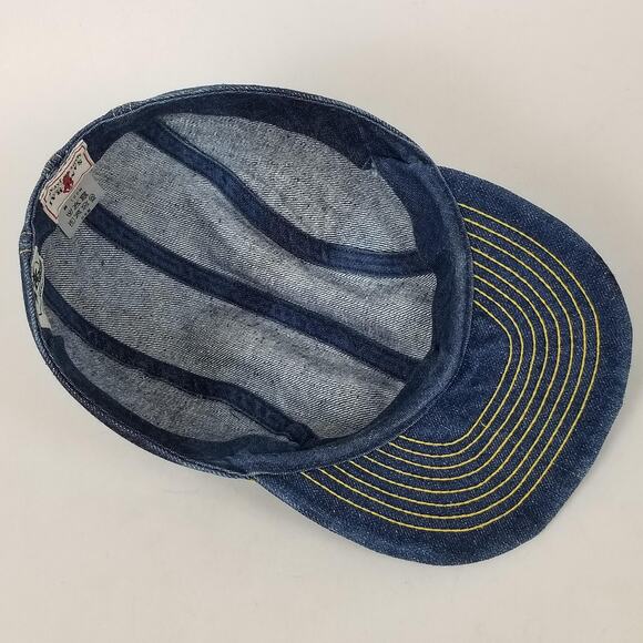 Samurai Jeans Hat Cap Fitted Mens Blue Denim Workwear Made in Japan Otokogi 15oz - Picture 7 of 9